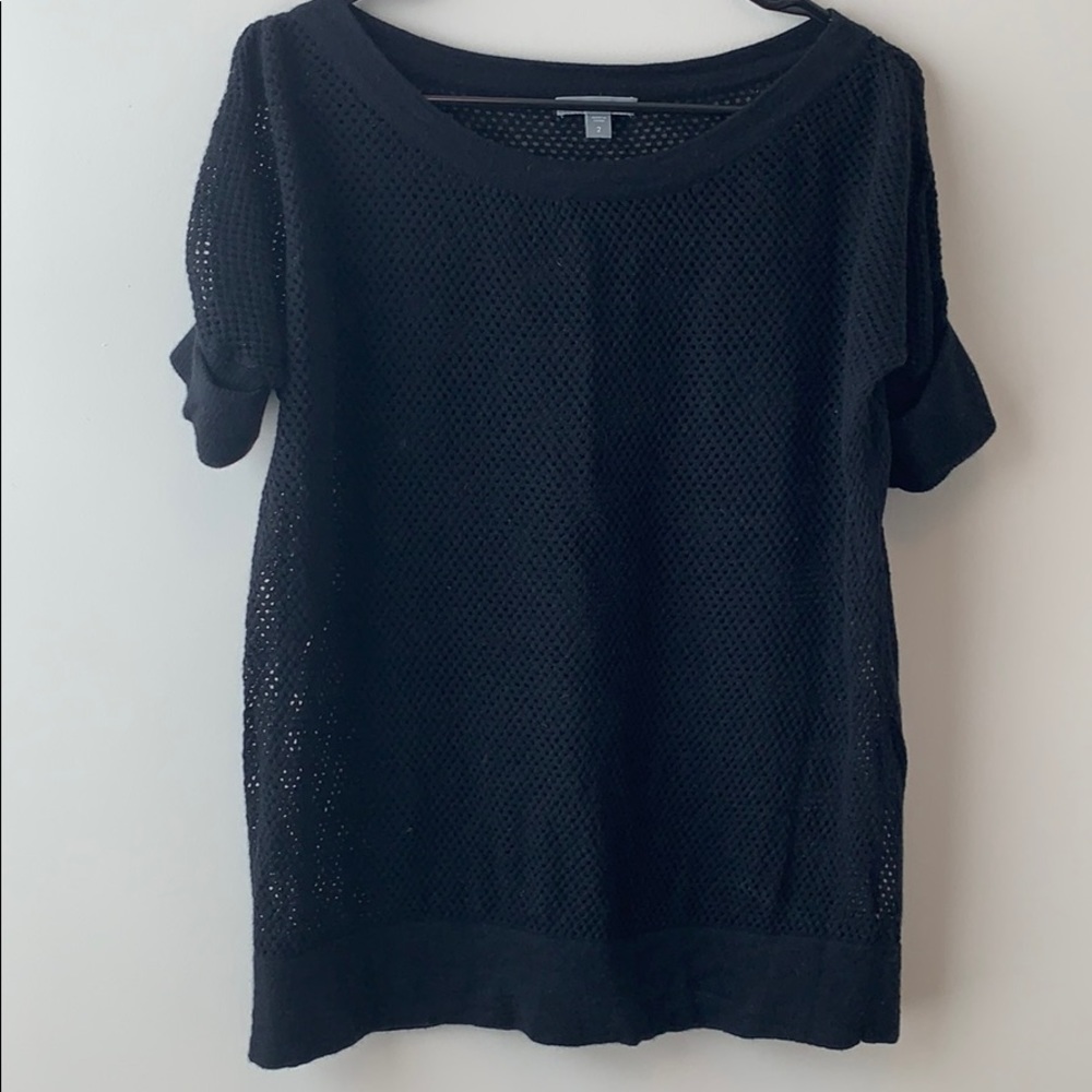James Perse Wool & Cashmere Blend Mesh Top